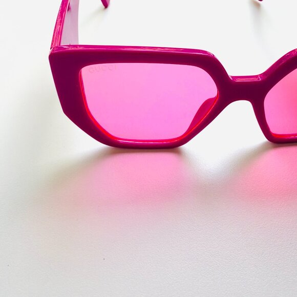 3666 GUCCI PINK SUNGLASSES OVERSIZED PINK LENS DESIGNER - Picture 7 of 11
